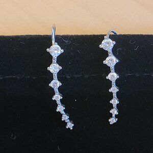 S925 Sterling Silver ear crawler earrings/ear cuffs with cubic zirconia stones